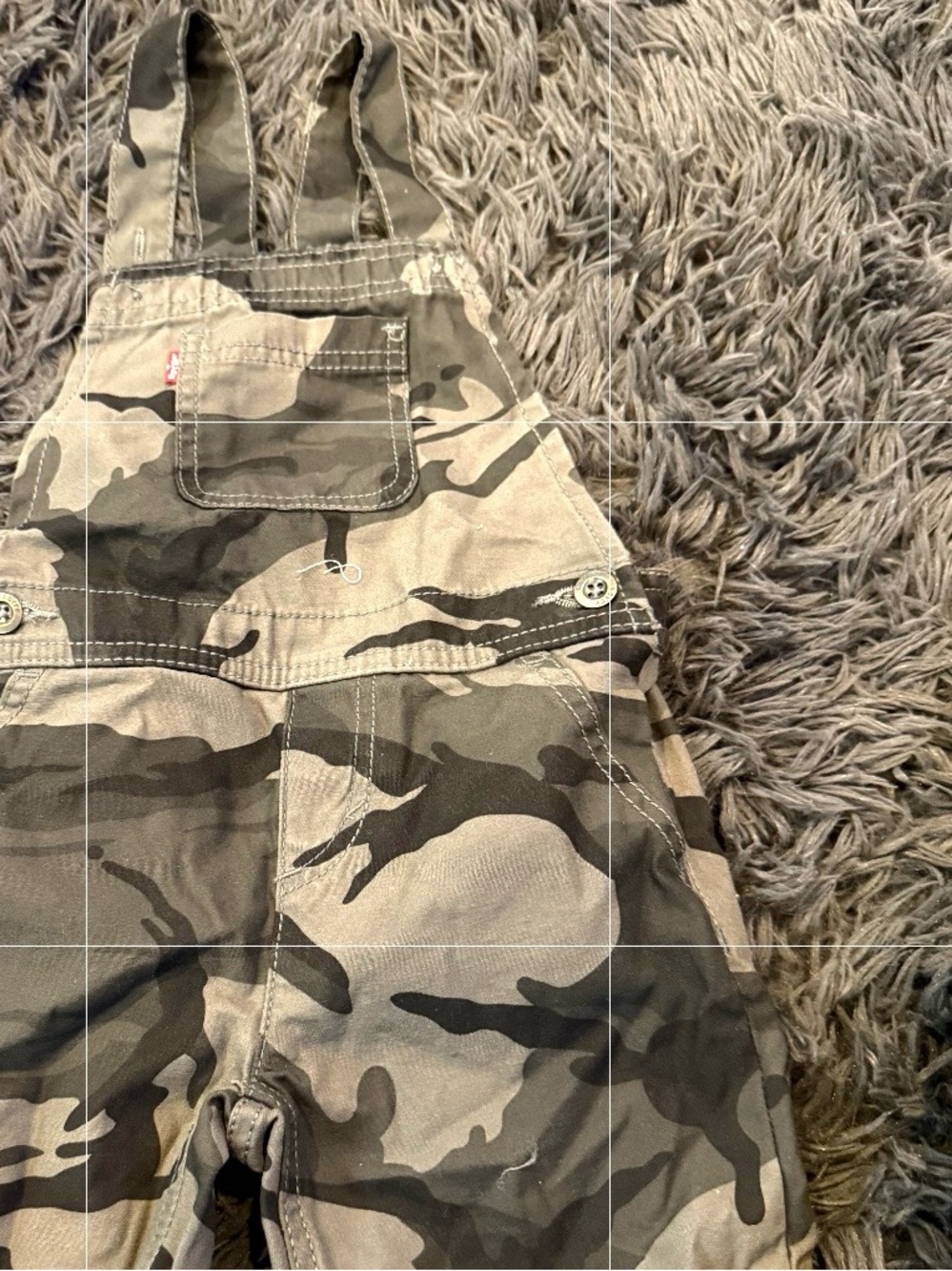Levi's Camo Short Overalls in Green and Tan